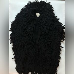 Cozy Black Shag Knit Open-Front Shrug by Unknown Brand